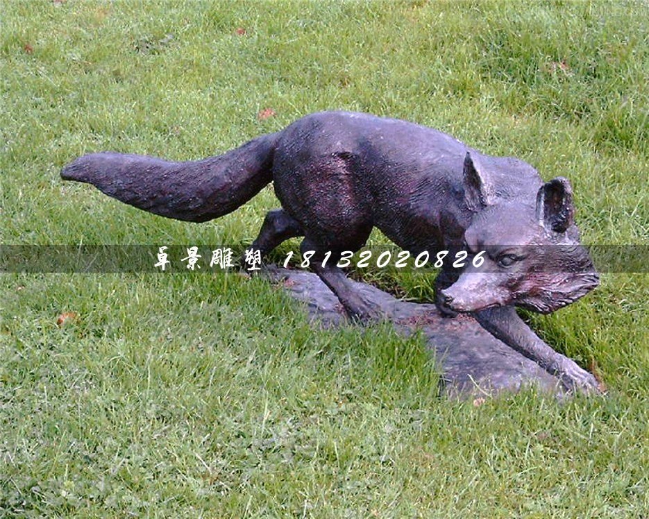 狐貍銅雕，公園動(dòng)物銅雕