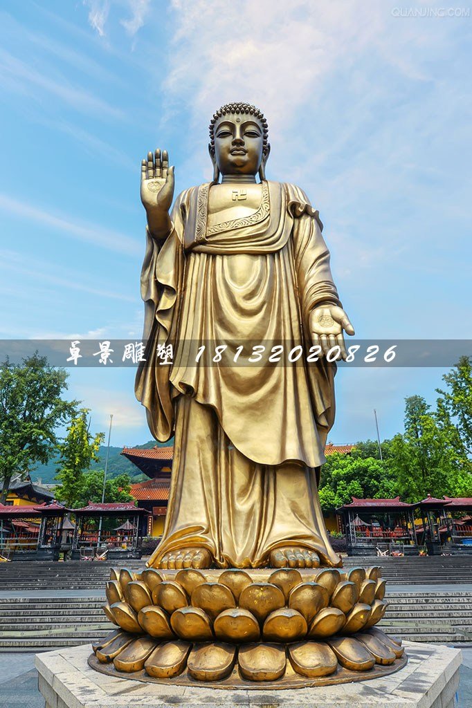 立式如來佛銅雕，寺廟銅佛像