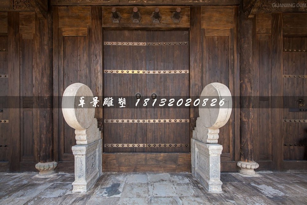門鼓石雕，大理石門墩雕塑