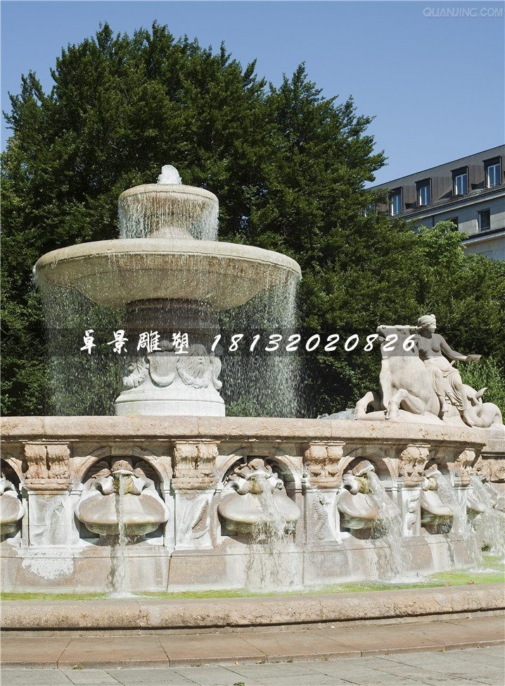 噴水盆石雕，雙層噴泉石雕