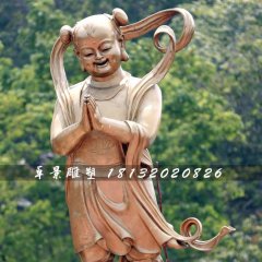 善財(cái)童子銅雕，寺廟善財(cái)童子銅雕