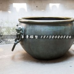 水缸銅雕，仿古銅水缸