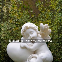 睡覺的小天使石雕，公園漢白玉人物石雕