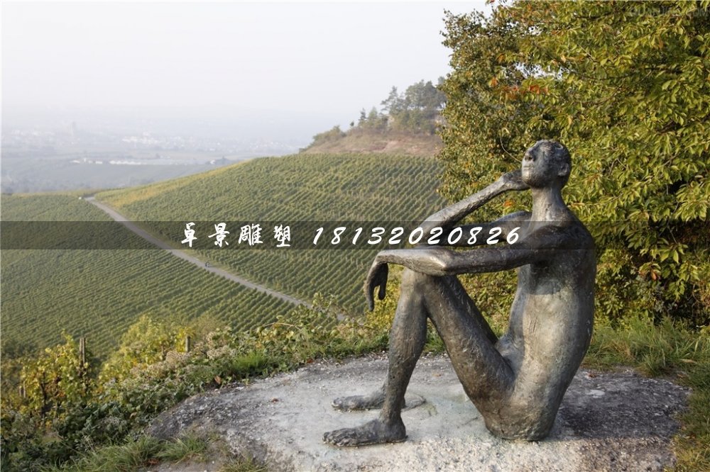 思考銅雕，抽象人物銅雕 (1)