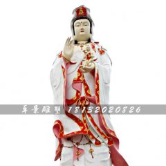 送子觀音雕塑，玻璃鋼彩繪佛像