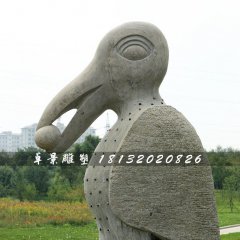 烏鴉石雕，公園動(dòng)物石雕