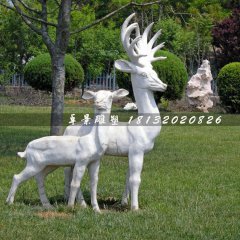 小鹿石雕，公園動物石雕