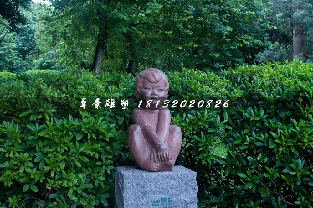 小男孩石雕，公園人物石雕