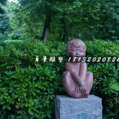 小男孩石雕，公園人物石雕