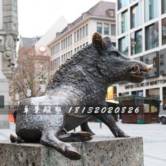 野豬銅雕，街邊動(dòng)物銅雕