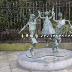 一家三口銅雕，公園天倫之樂銅雕