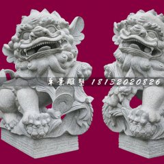南獅石雕，大理石獻錢獅