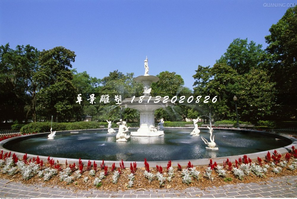 歐式噴泉，漢白玉噴泉石雕 (2)