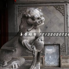 青石獅子雕塑，戲球獅石雕