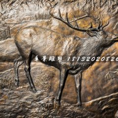 銅浮雕，馴鹿蝙蝠銅浮雕