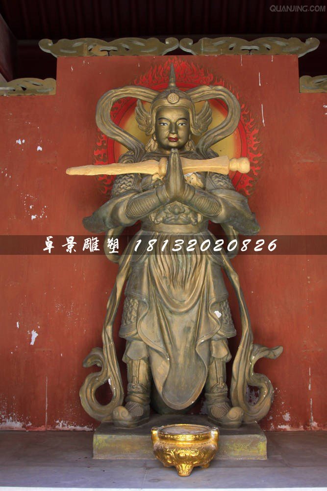 韋陀菩薩銅雕，寺廟銅韋陀雕塑