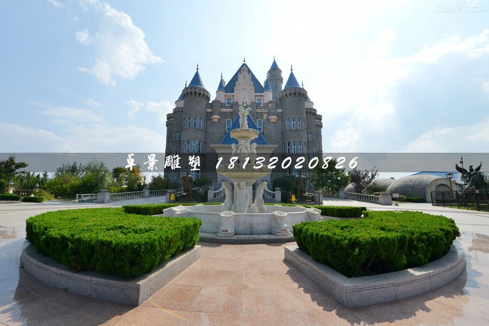 西方人物石噴泉，廣場漢白玉噴泉雕塑
