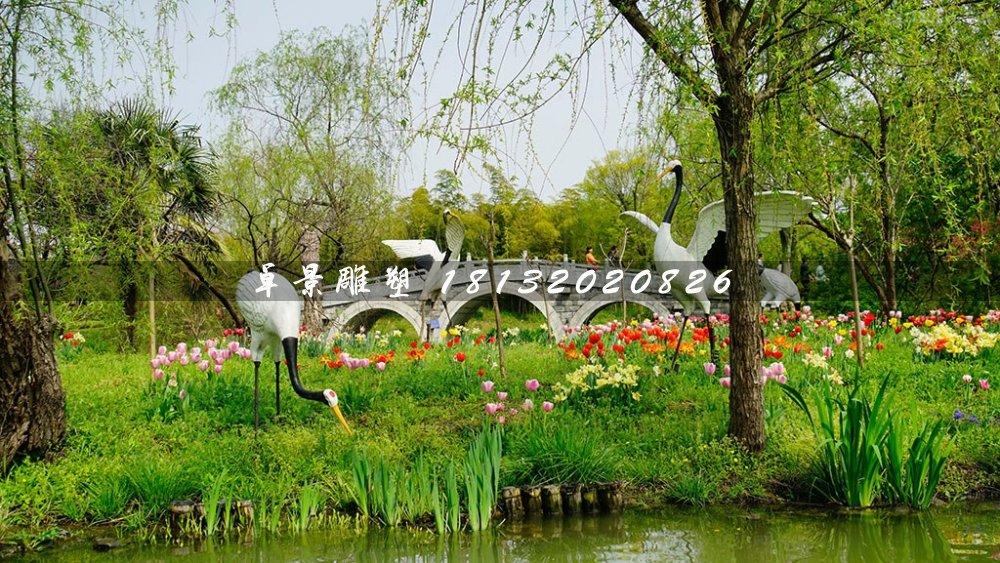 仙鶴雕塑，玻璃鋼仿真仙鶴雕塑