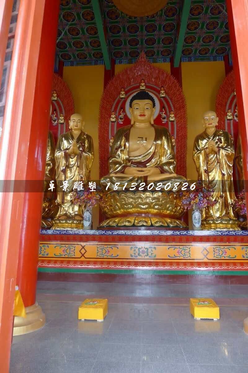 玻璃鋼釋迦牟尼佛，貼金佛像雕塑