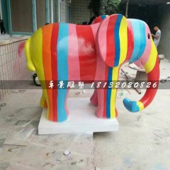 彩繪大象雕塑，玻璃鋼動(dòng)物雕塑