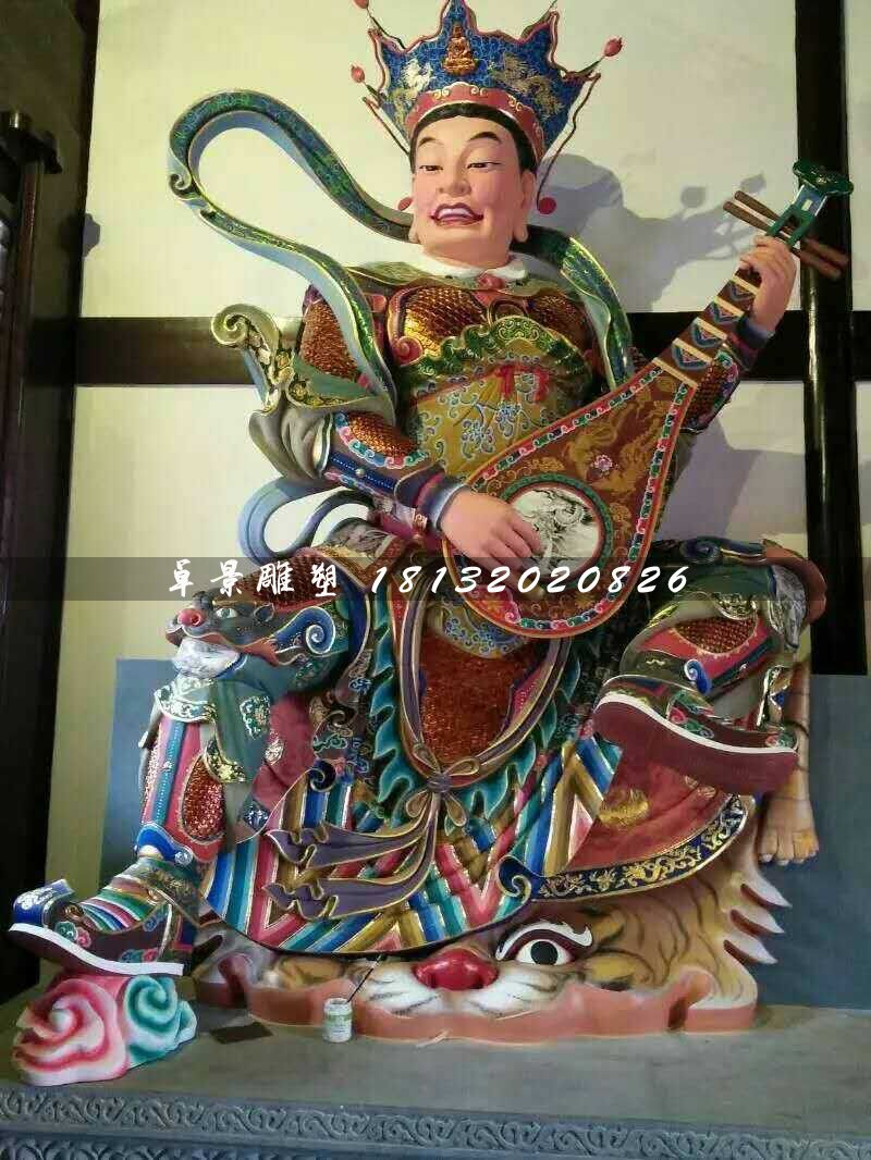 彩繪四大天王雕塑，玻璃鋼神仙雕塑 (1)
