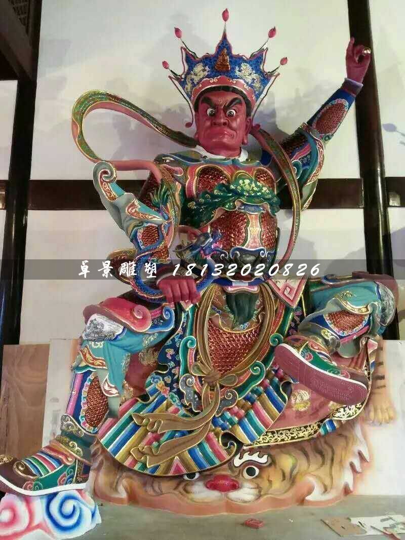 彩繪四大天王雕塑，玻璃鋼神仙雕塑 (2)
