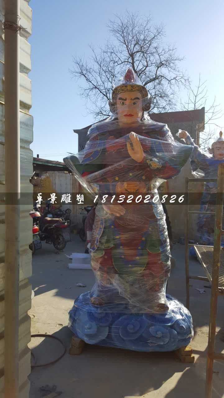 彩繪韋陀雕塑，玻璃鋼神仙雕塑