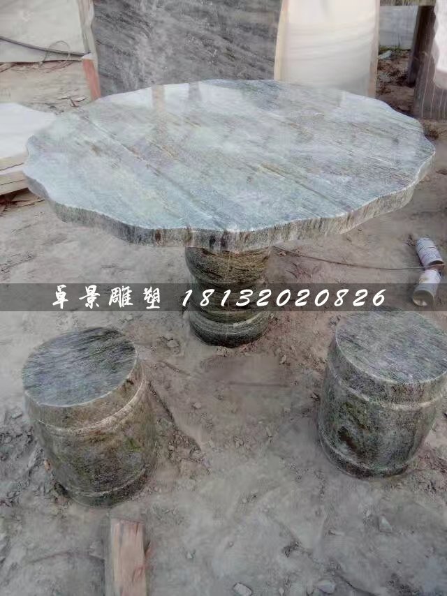 大理石桌椅雕塑，公園桌椅石雕 (2)