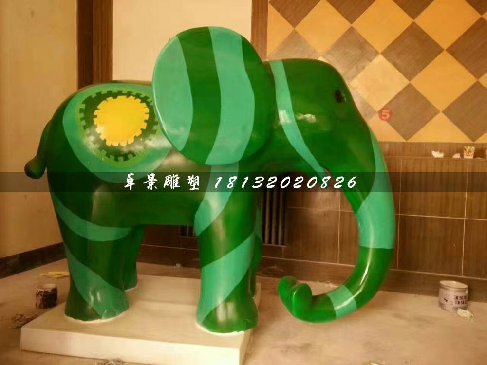 卡通小象雕塑，玻璃鋼彩繪動(dòng)物雕塑 (1)