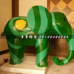 卡通小象雕塑，玻璃鋼彩繪動物雕塑
