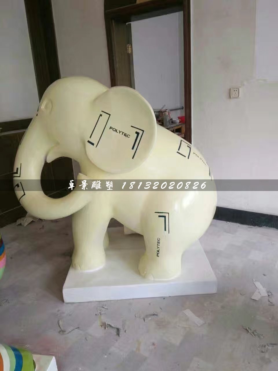 卡通小象雕塑，玻璃鋼彩繪動(dòng)物雕塑 (7)
