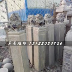 拴馬樁石雕，青石仿古柱子