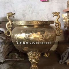 銅雕香爐，寺廟三足香爐銅雕