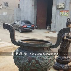 香爐雕塑，寺廟三足銅香爐