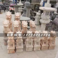 小型麒麟石雕，晚霞紅麒麟雕塑