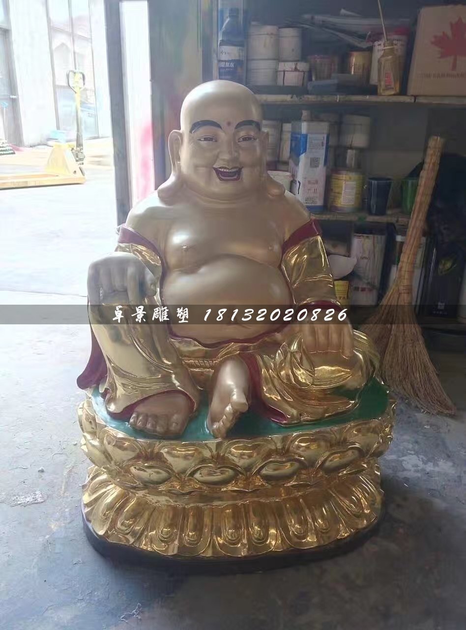 彌勒佛玻璃鋼雕塑，彩繪佛像