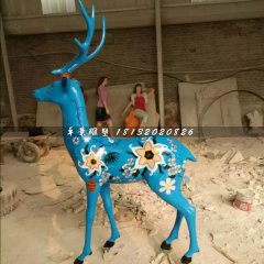 彩繪小鹿雕塑，玻璃鋼動物雕塑