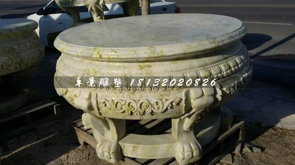 大理石圓桌，公園圓桌雕塑 (2)