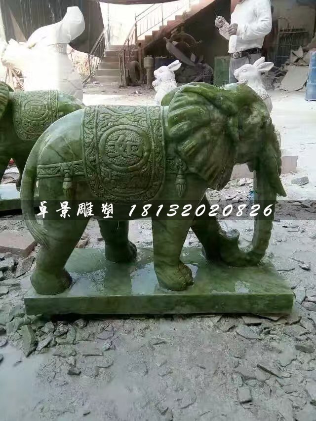 大象石雕，大理石大象 (1)