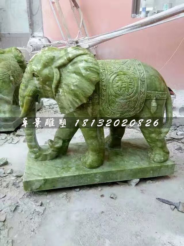 大象石雕，大理石大象 (2)