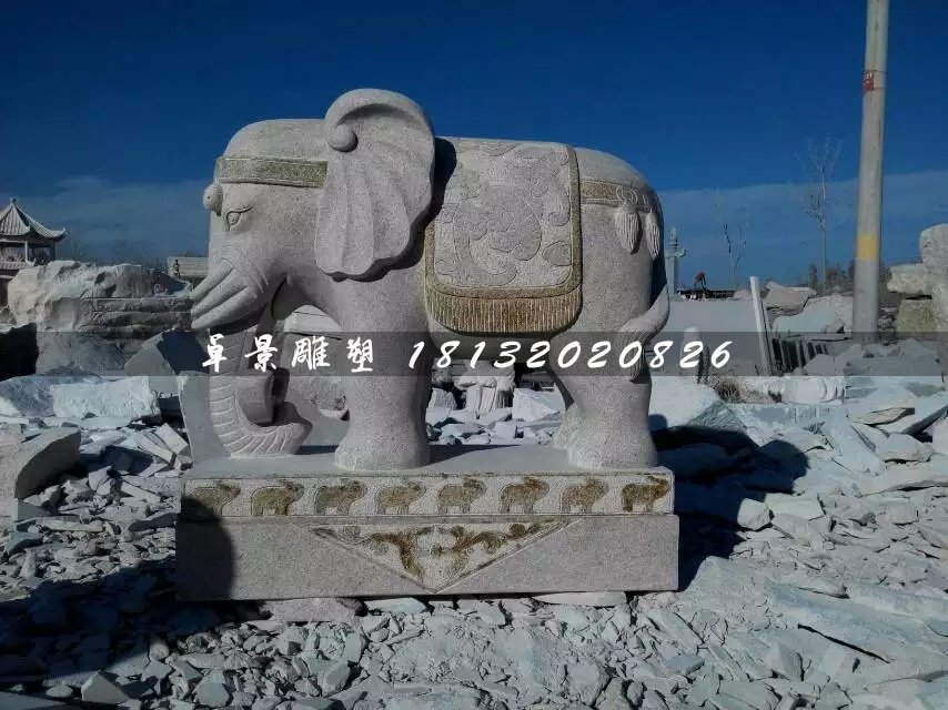 大象石雕，大型動物石雕 (2)