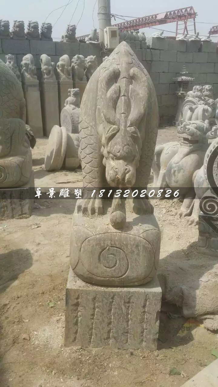 大理石負(fù)屃雕塑，神獸石雕 (2)
