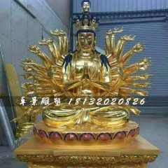 千手觀音雕塑，貼金銅觀音