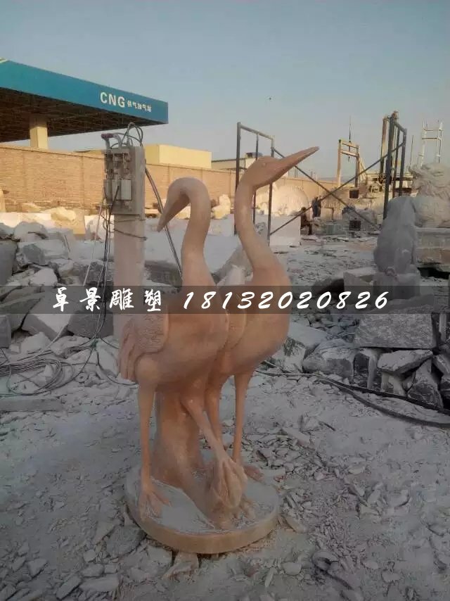 石雕仙鶴，大理石動物雕塑 (4)