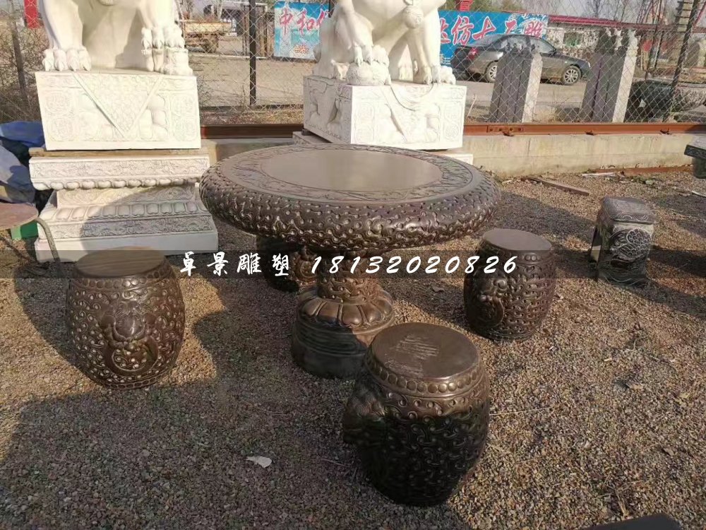 石桌椅，圓桌圓凳石雕