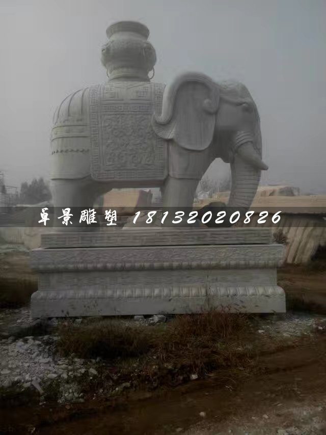 漢白玉大象石雕，馱寶大象石雕 (2)
