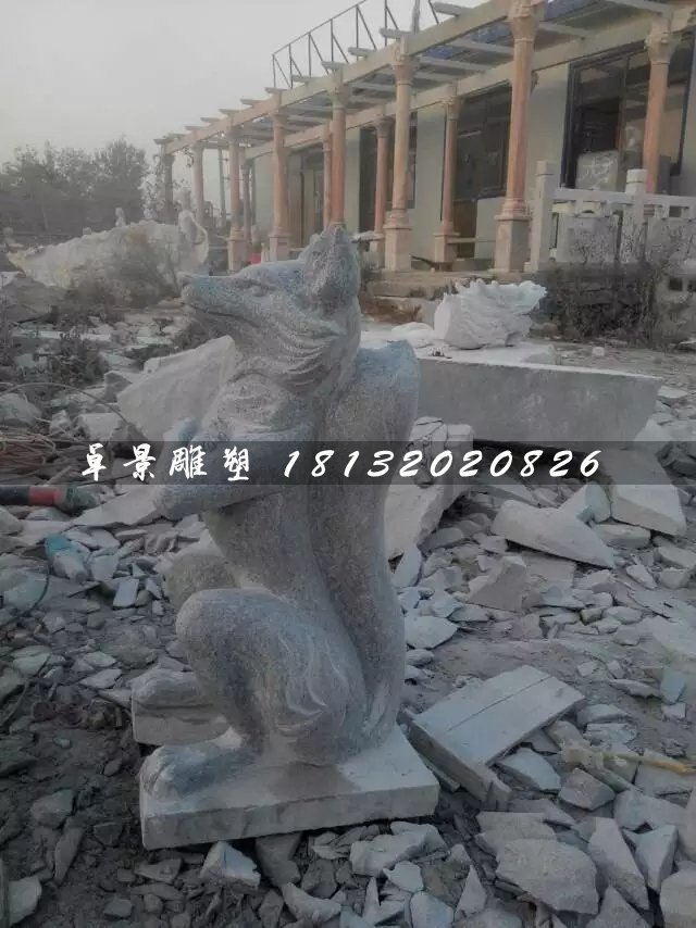 狐貍石雕，大理石動(dòng)物雕塑 
