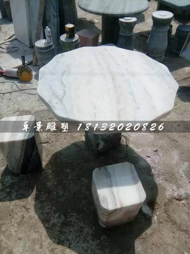 大理石桌子雕塑，公園桌椅石雕