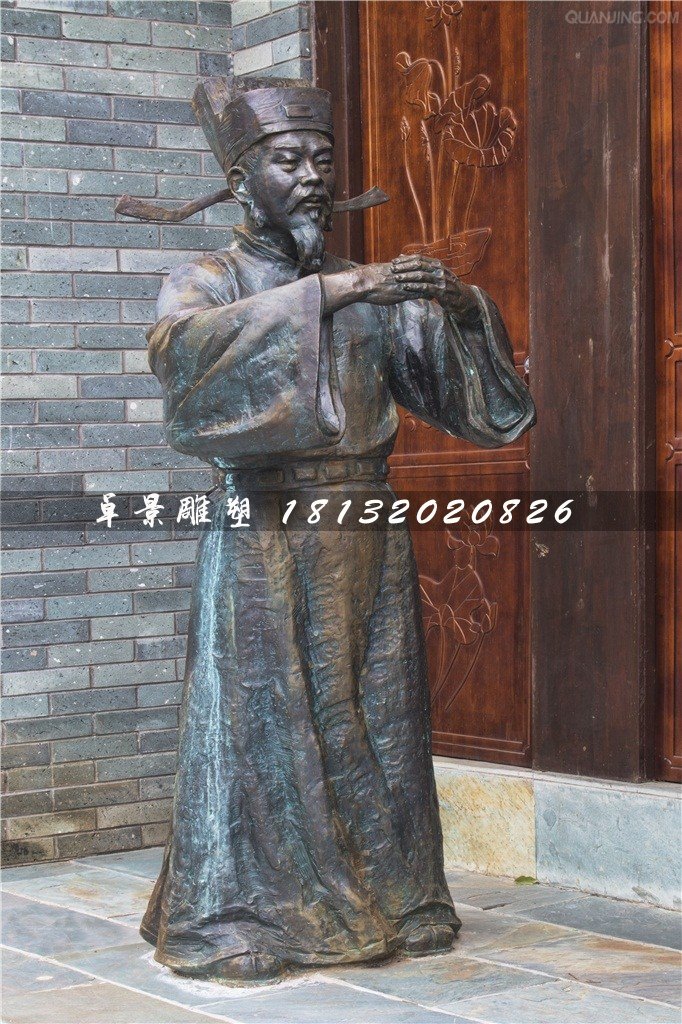 古代官員作揖銅雕，街邊人物銅雕