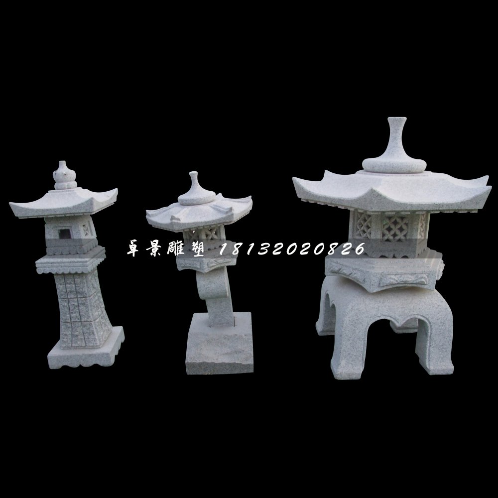 仿古宮燈石雕，公園小型石燈 (3)